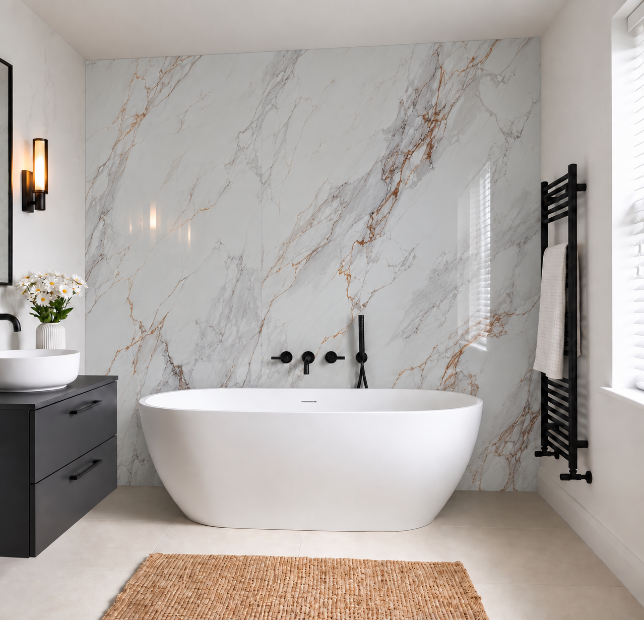 SPC Wall Panel White Grey Vein Marble (280cm x 97cm)
