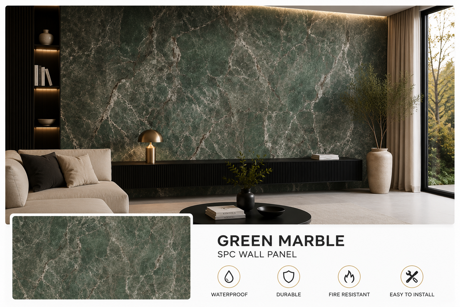 Green Marble SPC Wall Panel