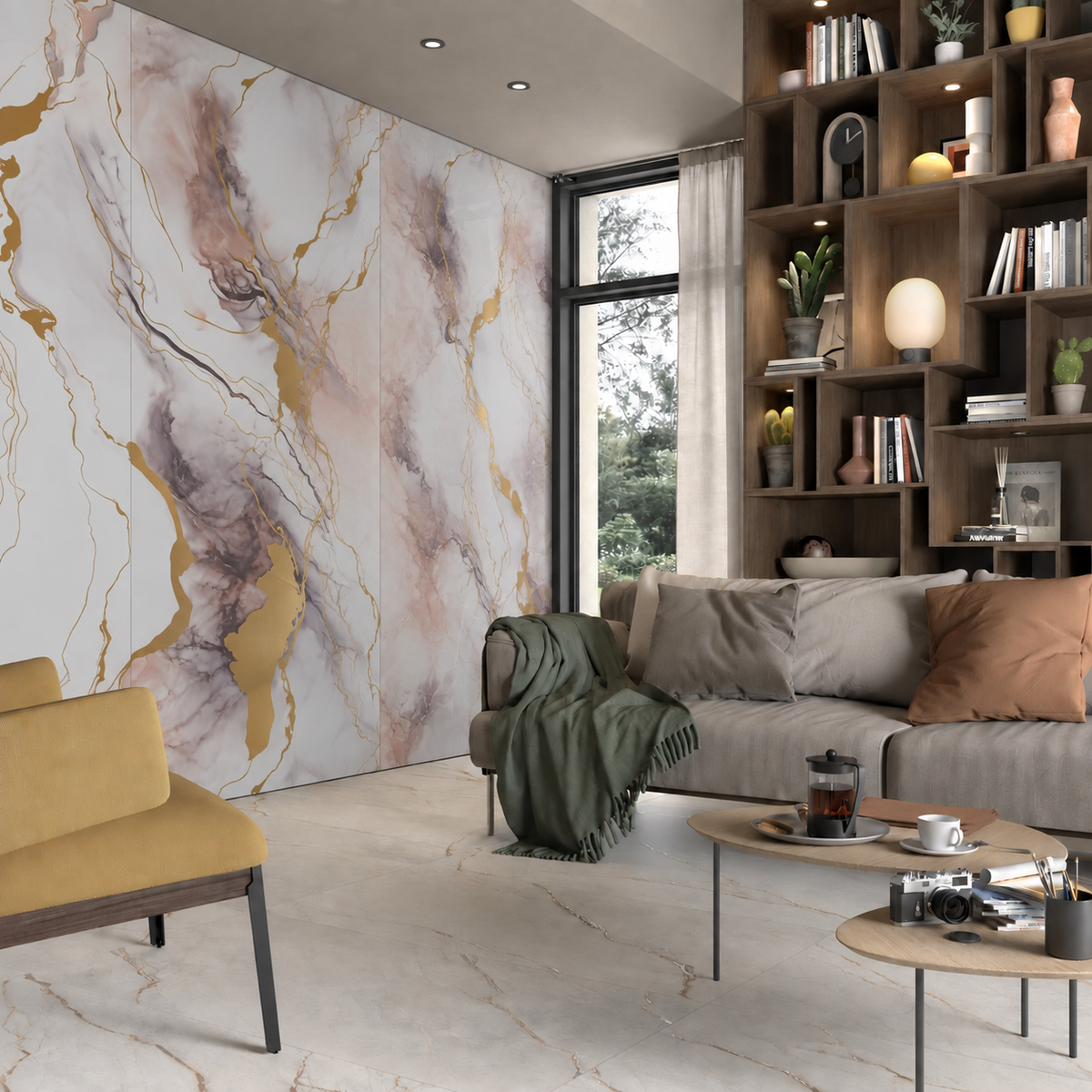 SPC Wall Panel White Rose Gold Marble (280cm x 97cm)