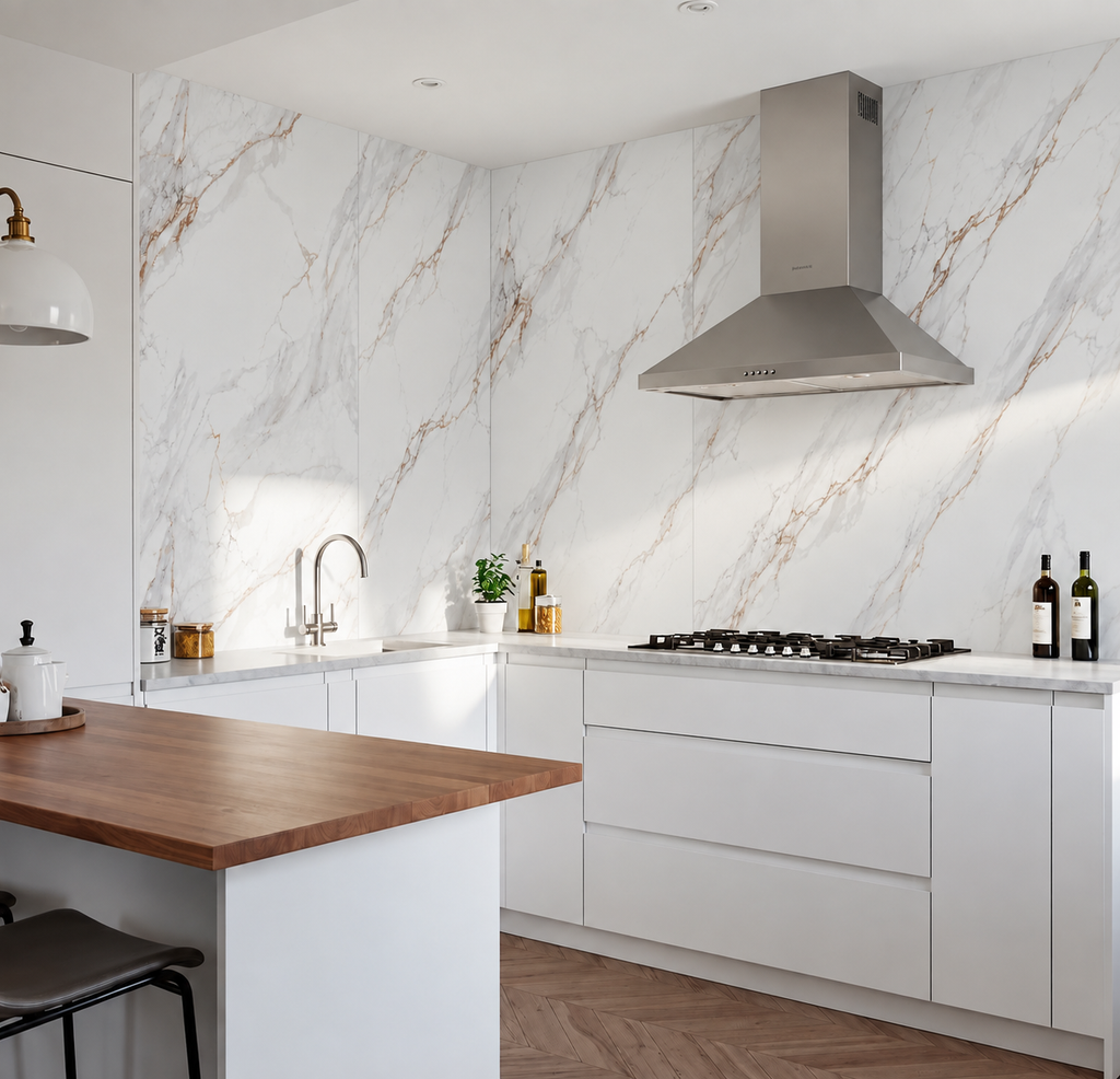 SPC Wall Panel White Grey Vein Marble (280cm x 97cm)
