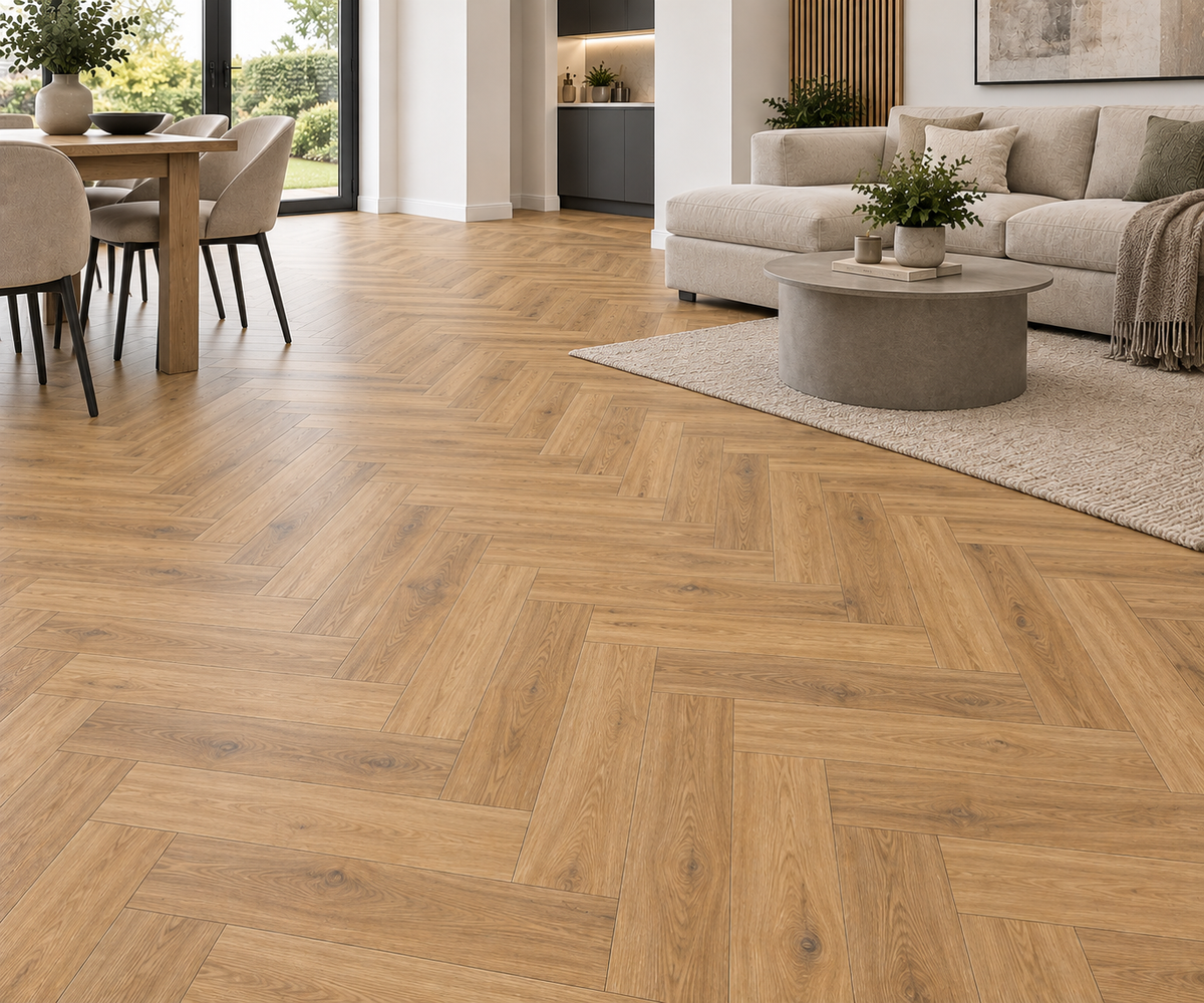 Amber Oak Herringbone SPC Flooring AC-503-HB ROBUSTO
