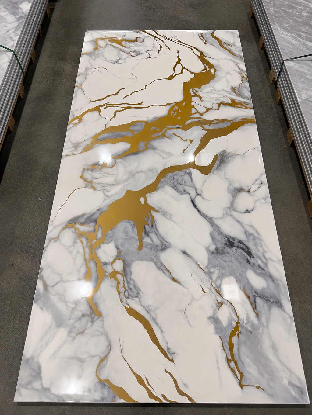 SPC Wall Panel White Gold Abstract Marble (280cm x 97cm)