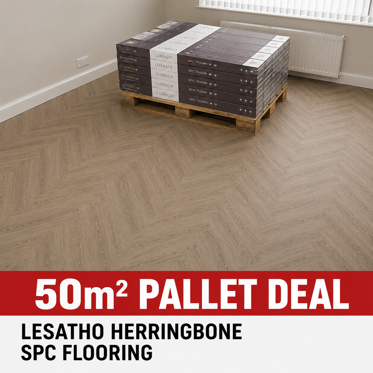 50m² Pallet Deal – Lesatho Herringbone SPC Flooring