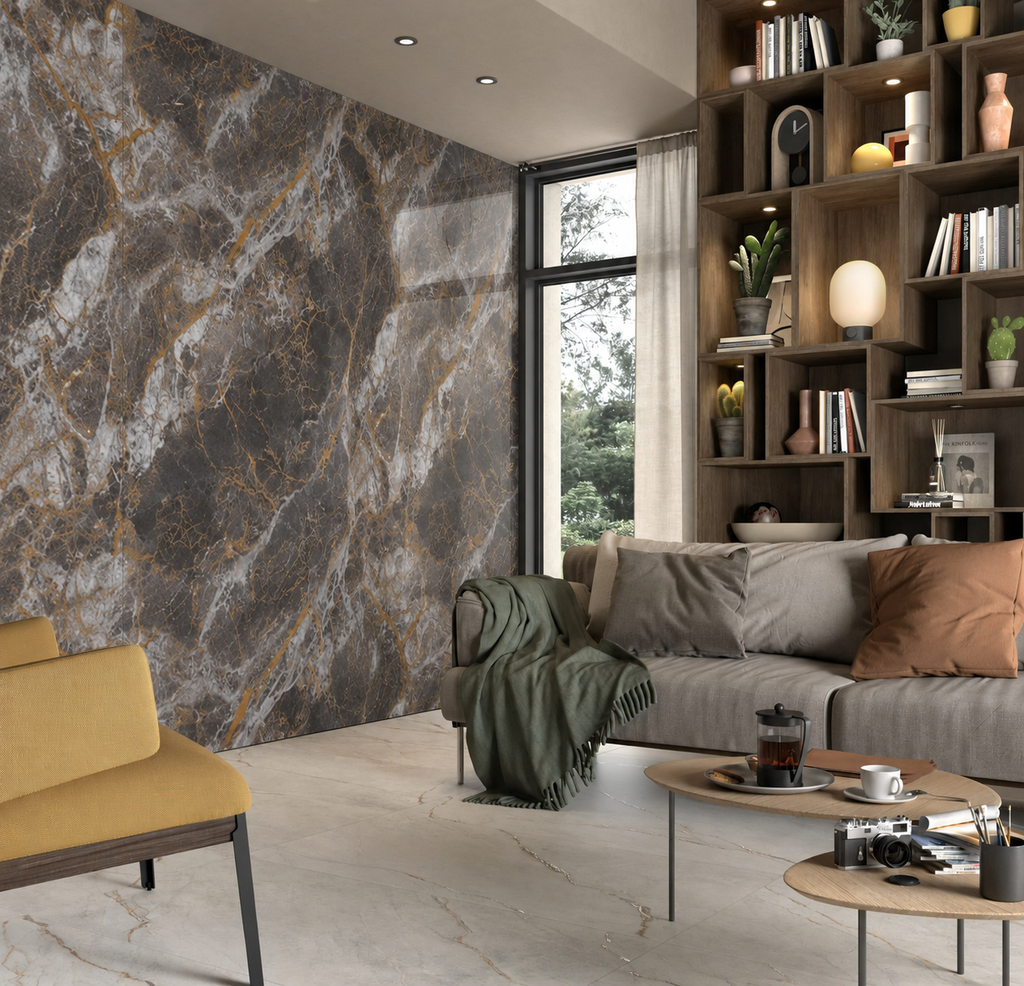 SPC Wall Panel Dark Gold Marble (280cm x 97cm)