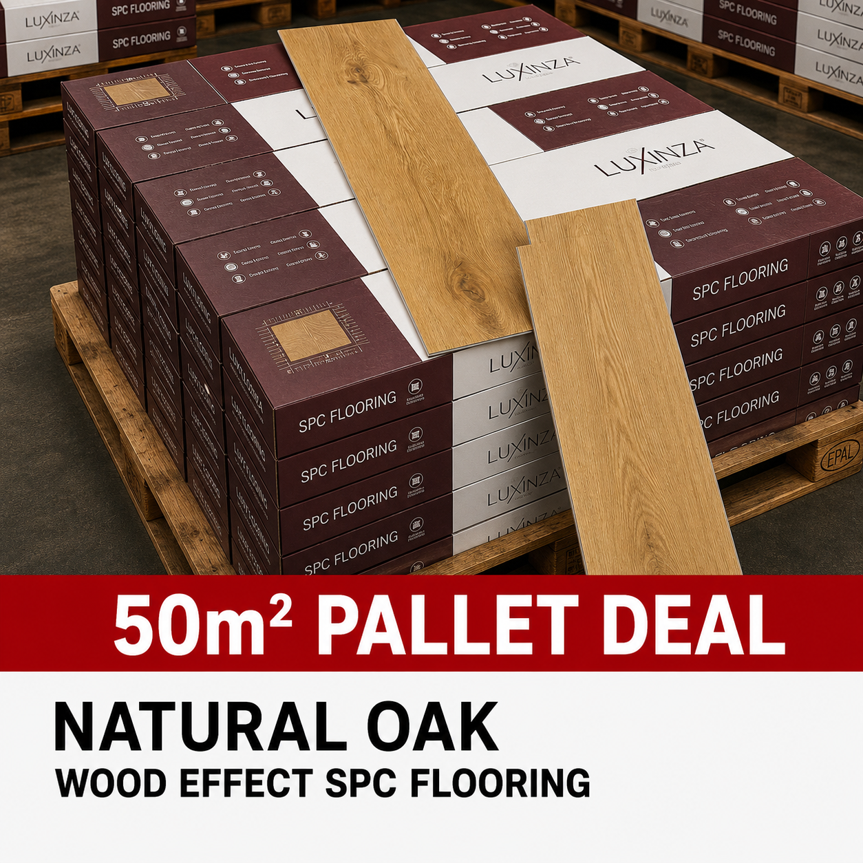 50m² Pallet Deal – Natural Oak Wood Effect SPC Flooring