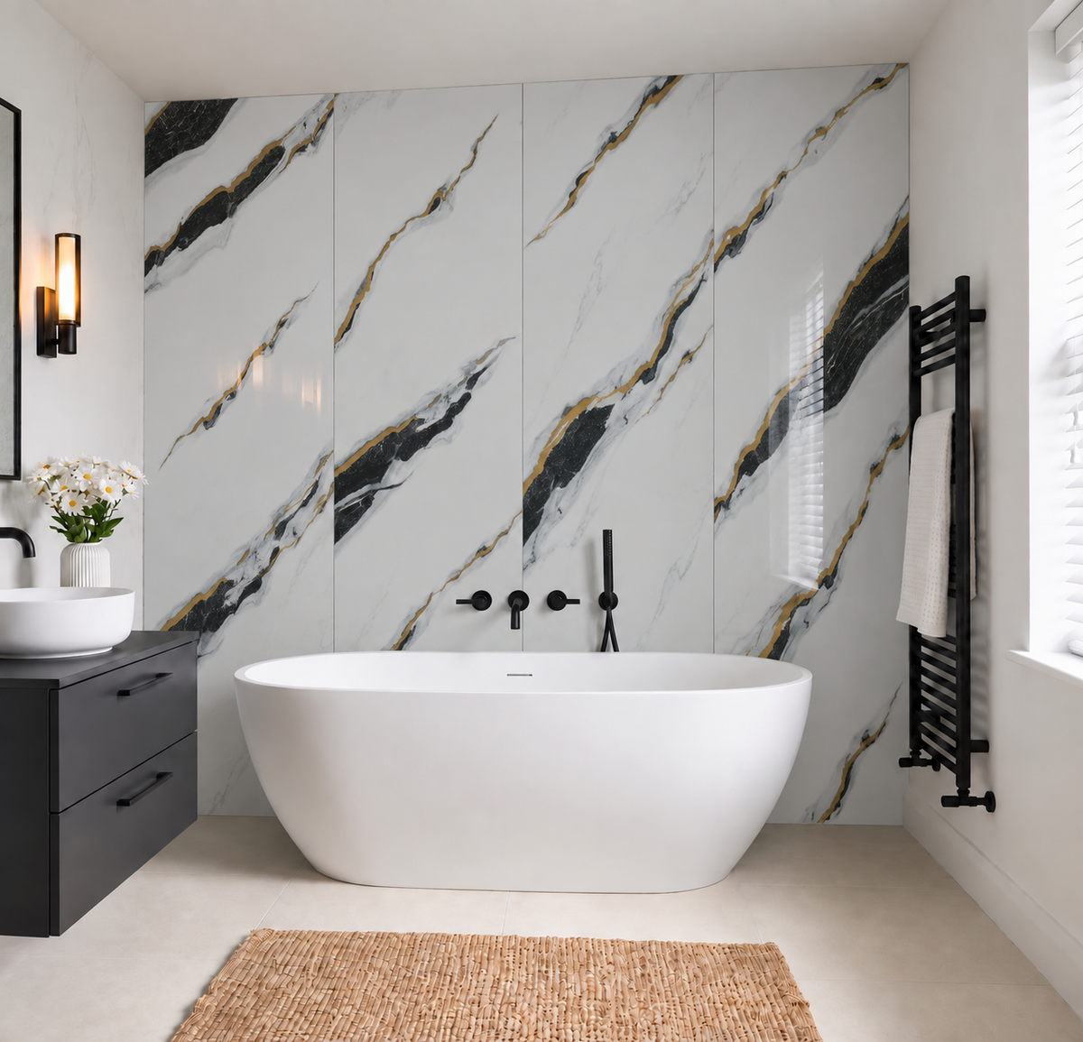 SPC Wall Panel White Gold Vein (280cm x 97cm)