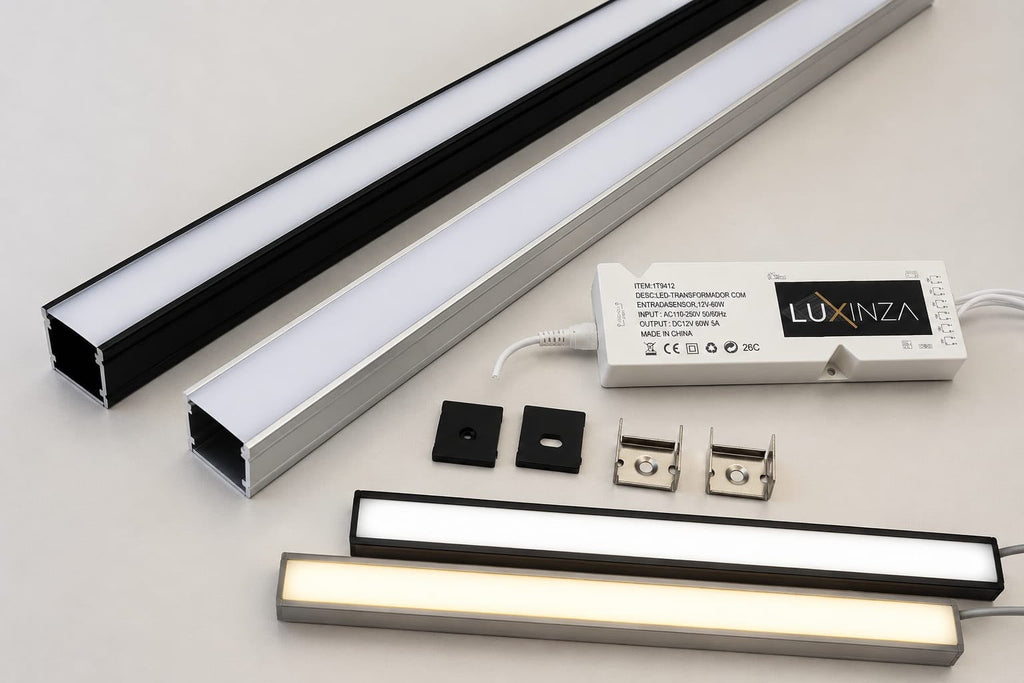 6 Light LED Wall Panel Lighting Kit – 1m or 2m – Black or White