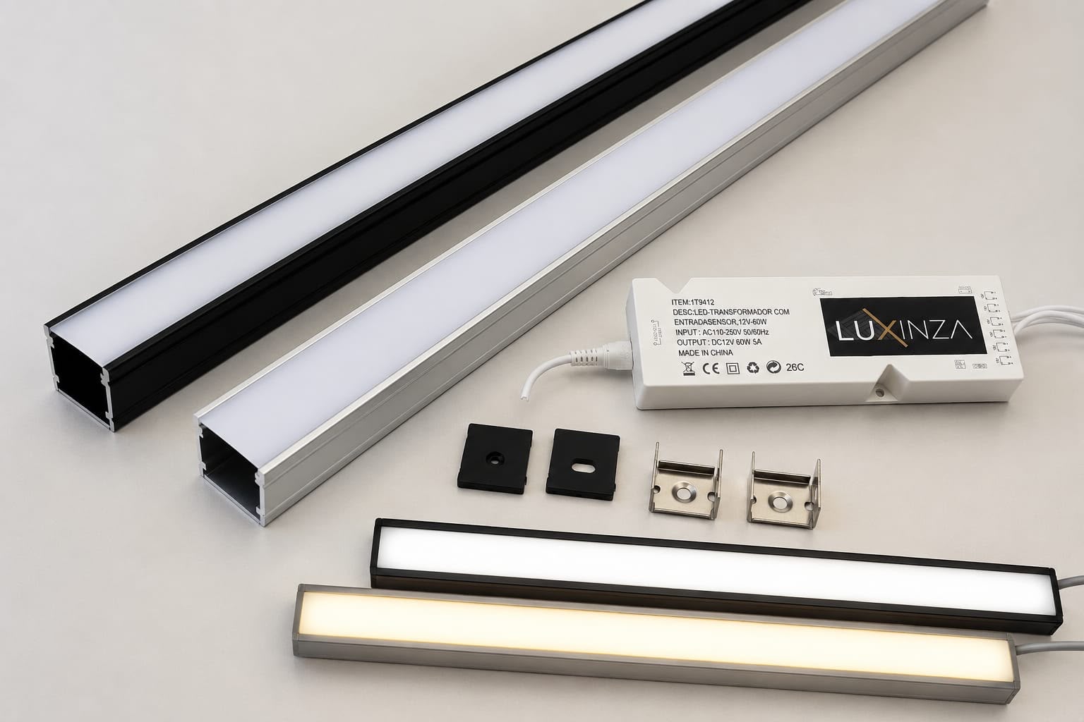 6 Light LED Wall Panel Lighting Kit – 1m or 2m – Black or White