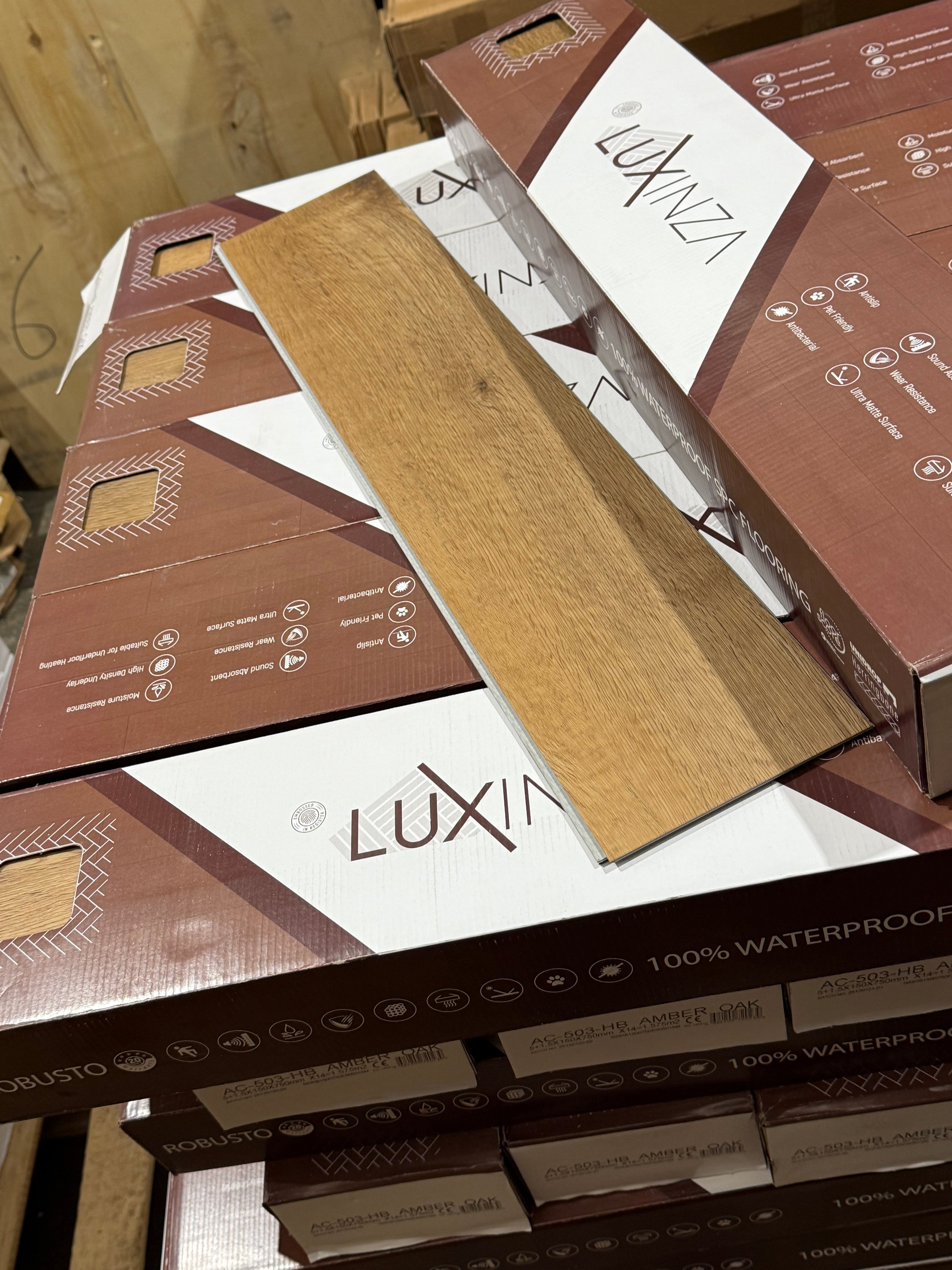 50m² Pallet Deal – Amber Oak Herringbone SPC Flooring