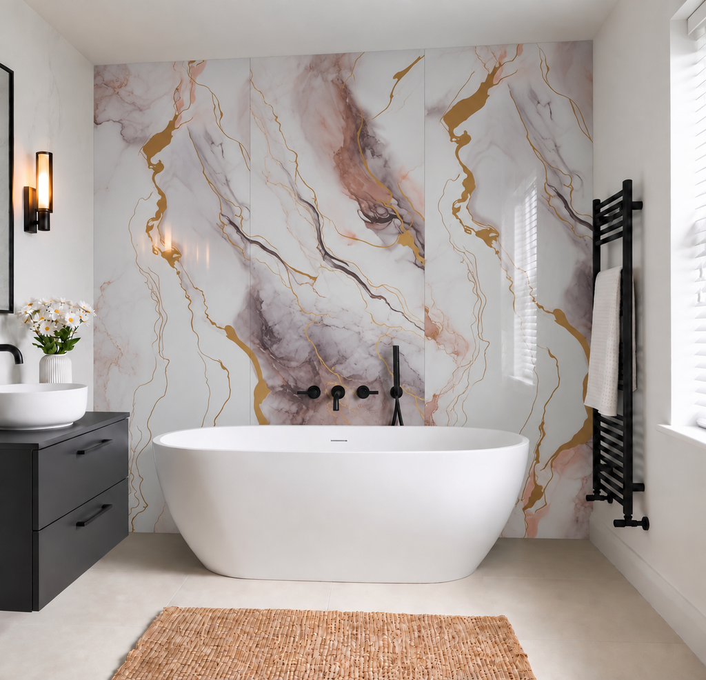 SPC Wall Panel White Rose Gold Marble (280cm x 97cm)