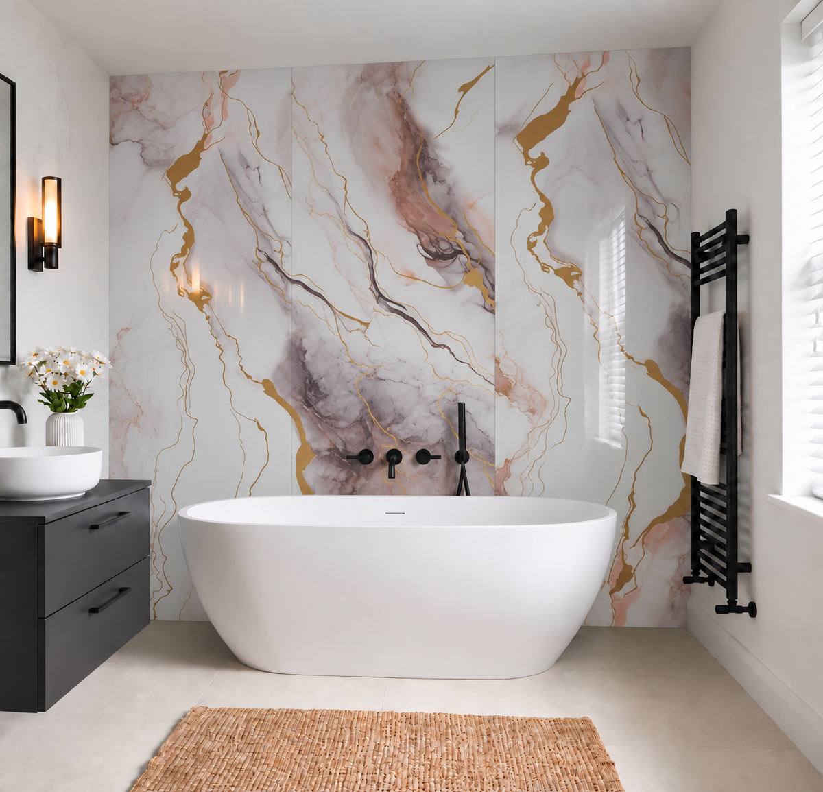 SPC Wall Panel White Rose Gold Marble (280cm x 97cm)