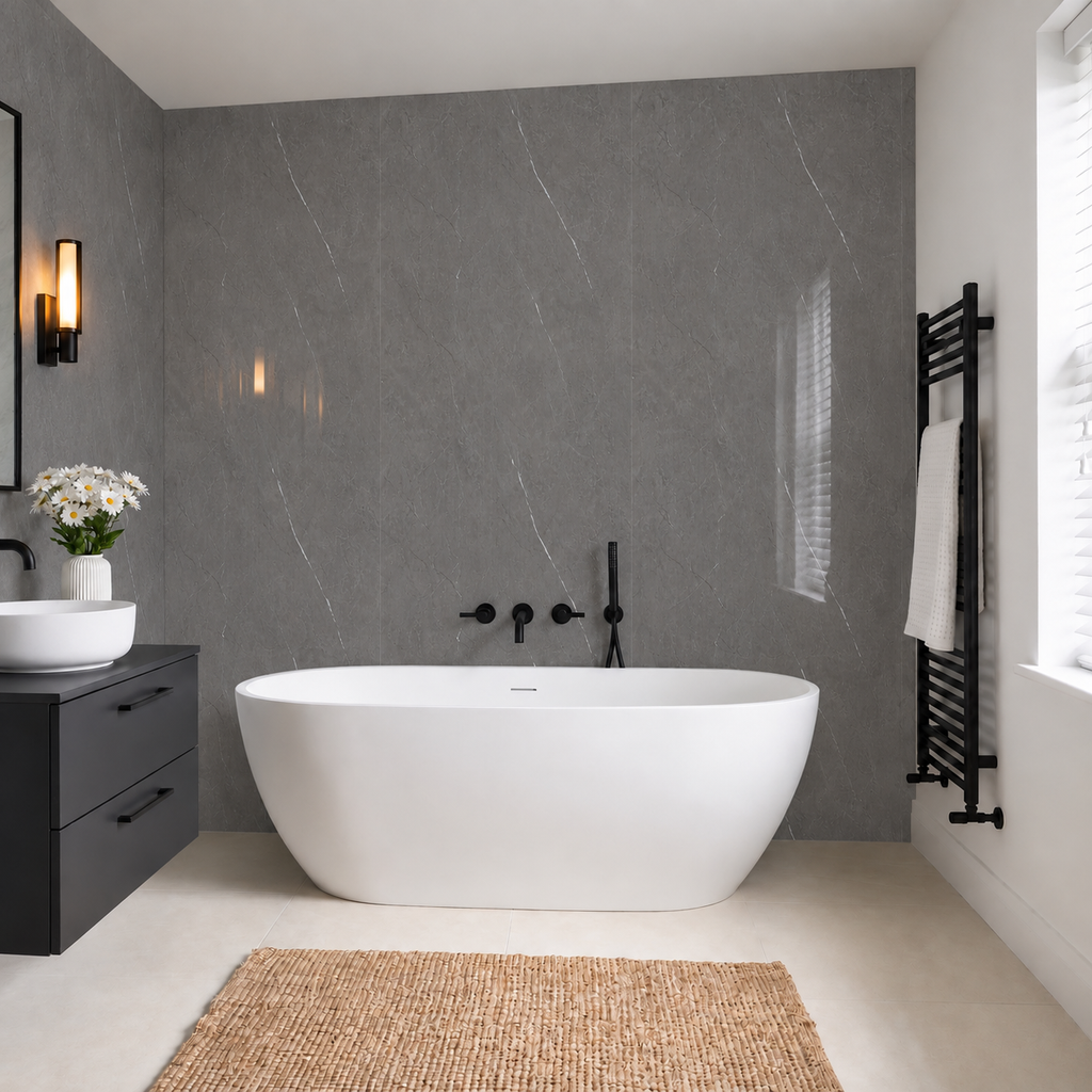 SPC Wall Panel Dark Grey Marble (280cm x 97cm)