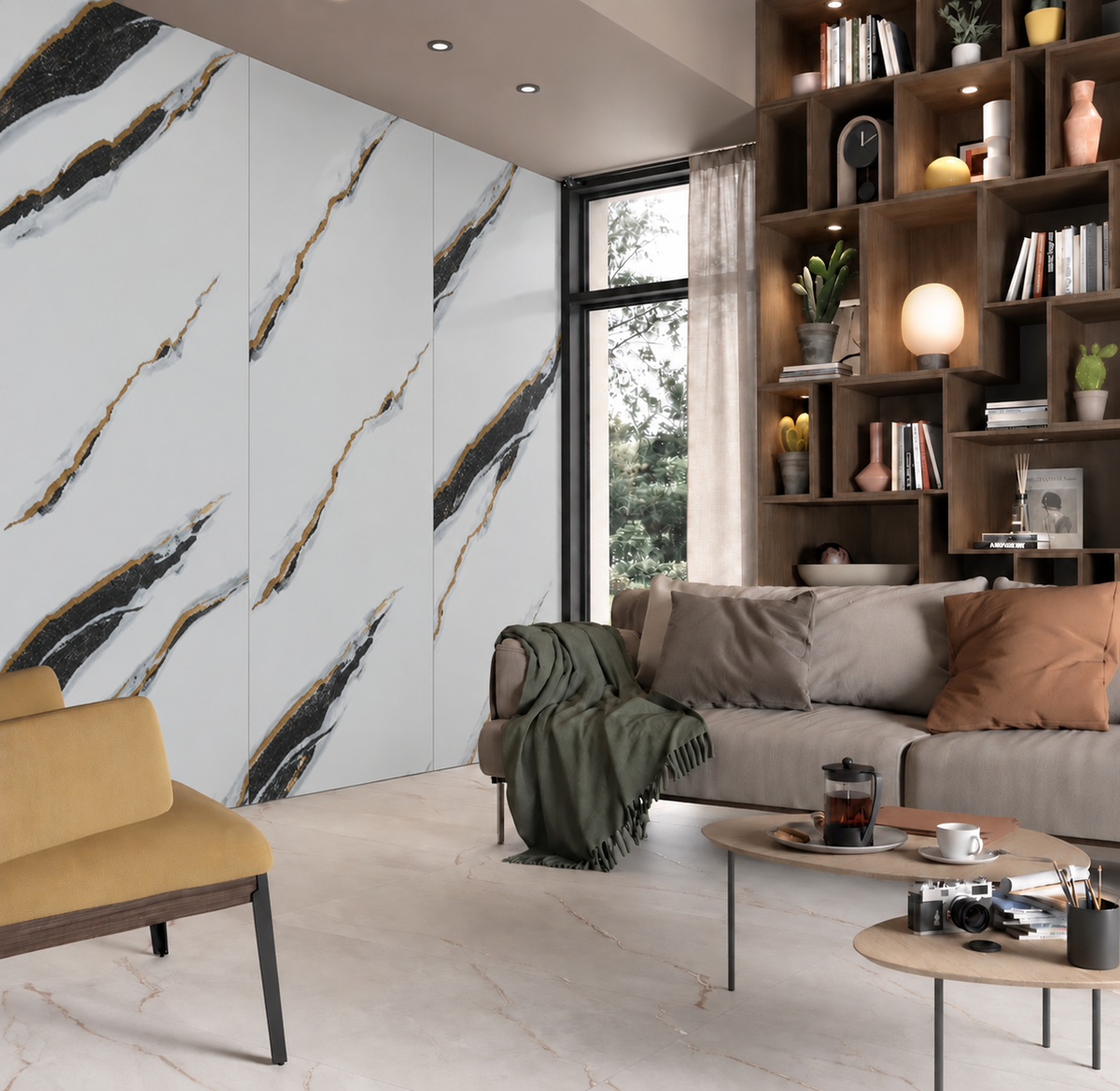 SPC Wall Panel White Gold Vein (280cm x 97cm)