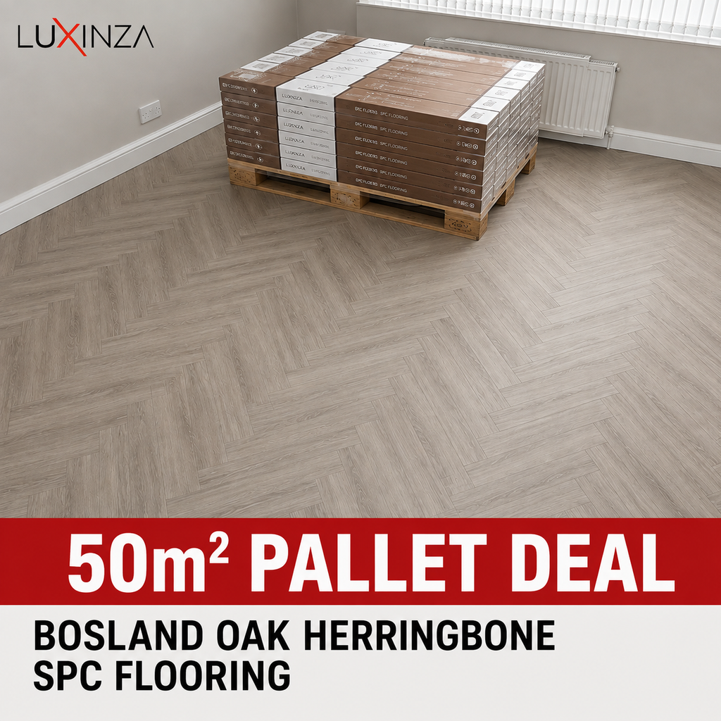 50m² Pallet Deal – Bosland Oak Herringbone SPC Flooring