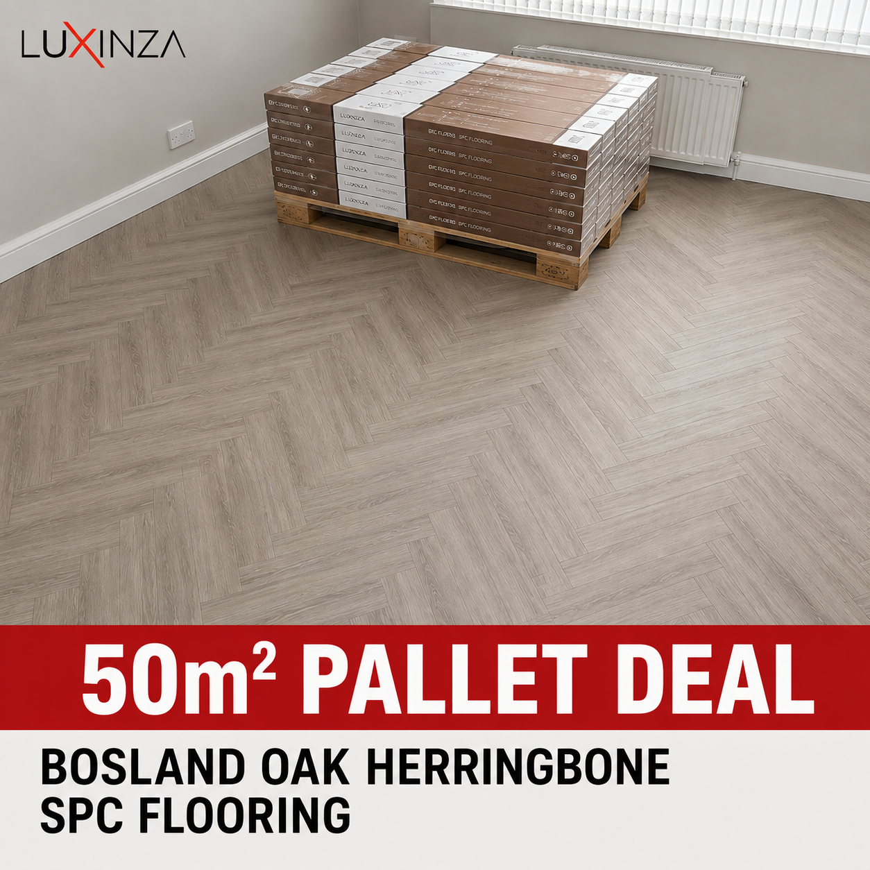 50m² Pallet Deal – Bosland Oak Herringbone SPC Flooring