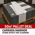 50m² Pallet Deal – Carrara Marmor Stone SPC Flooring