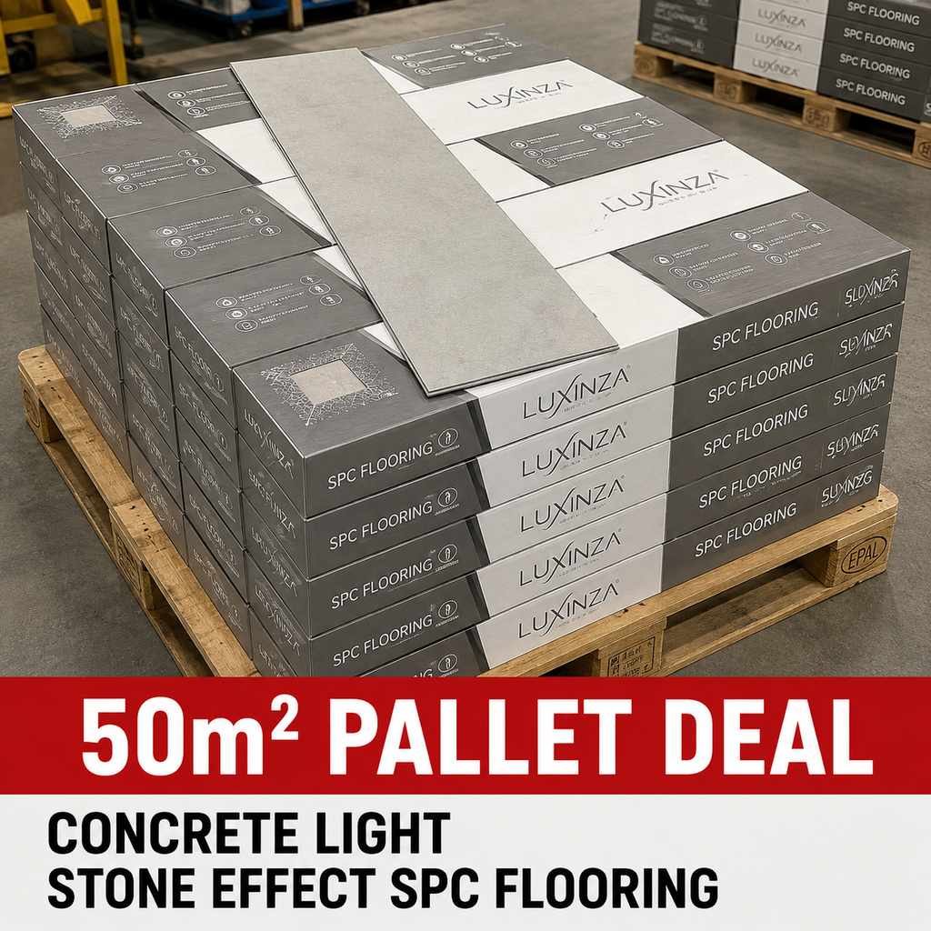 50m² Pallet Deal – Concrete Light Stone SPC Flooring