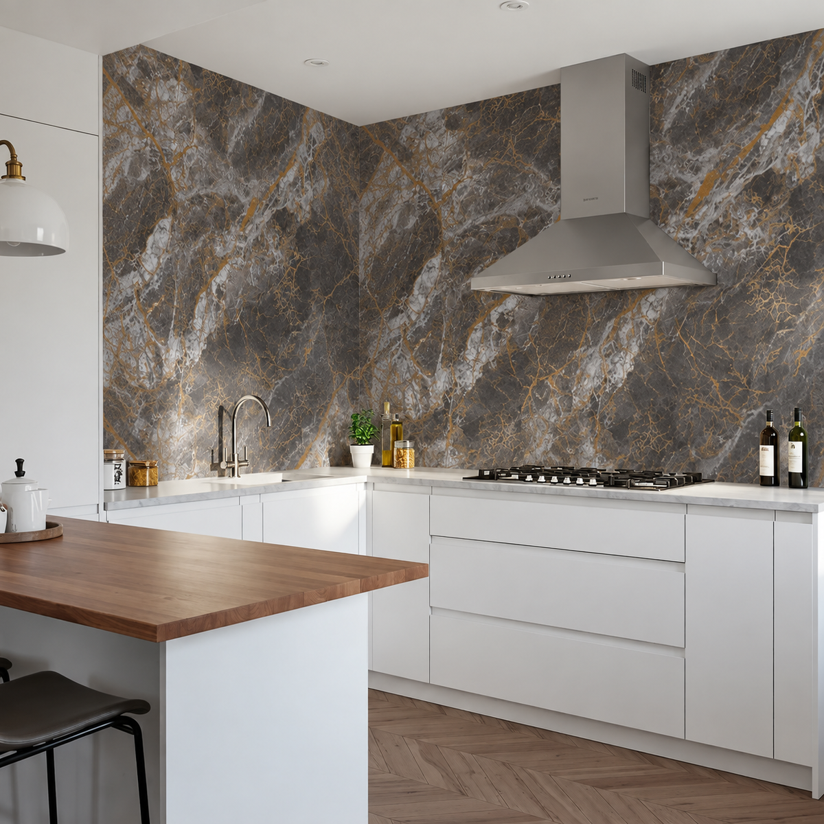 SPC Wall Panel Dark Gold Marble (280cm x 97cm)