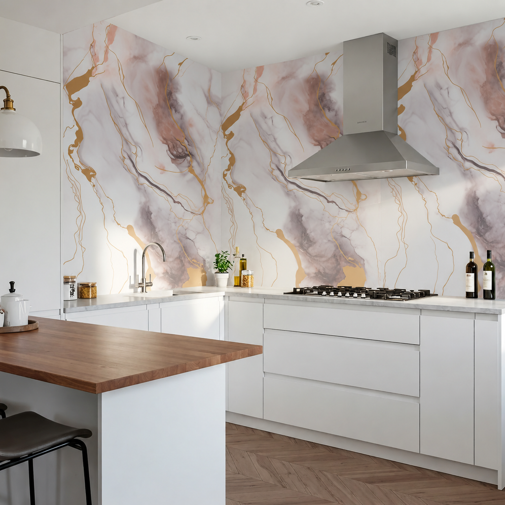 SPC Wall Panel White Rose Gold Marble (280cm x 97cm)