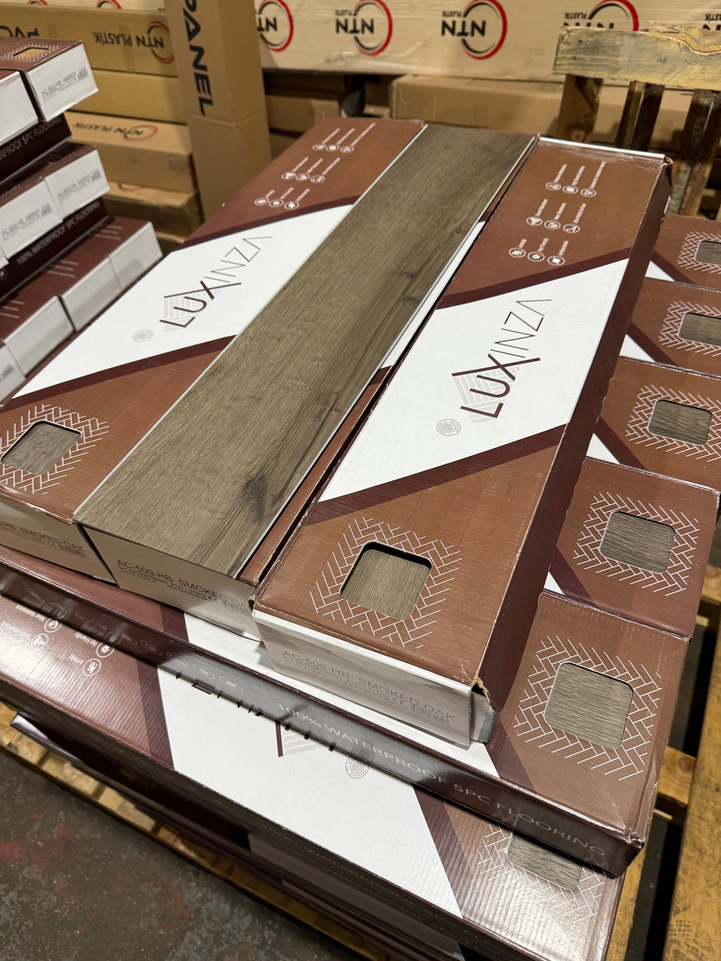 50m² Pallet Deal – Smoked Oak Herringbone SPC Flooring