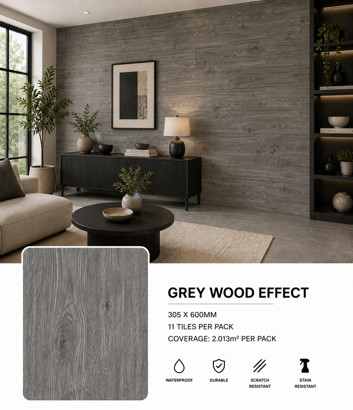 Wall Tiles 503 Grey Wood Effect