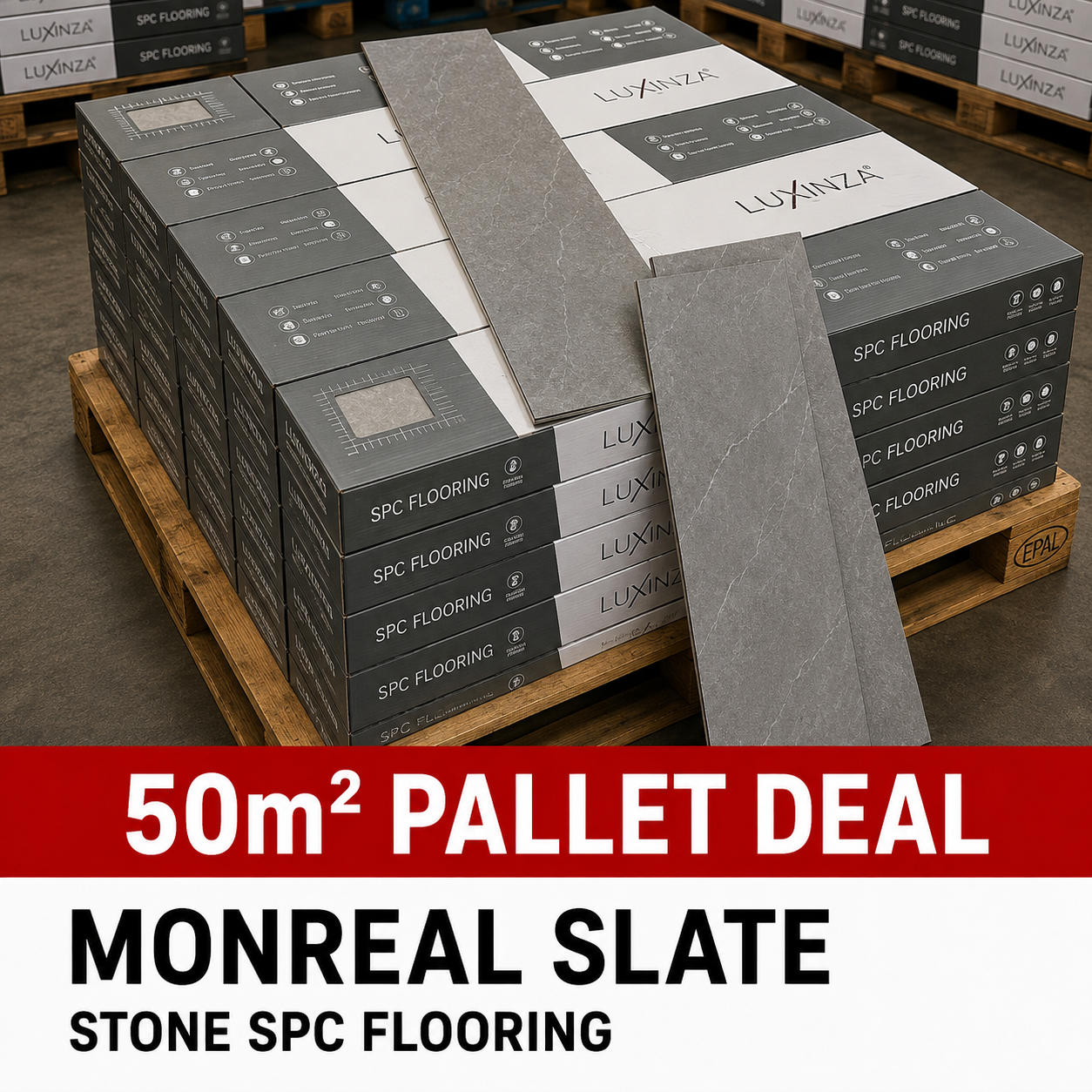 50m² Pallet Deal – Monreal Slate Stone SPC Flooring