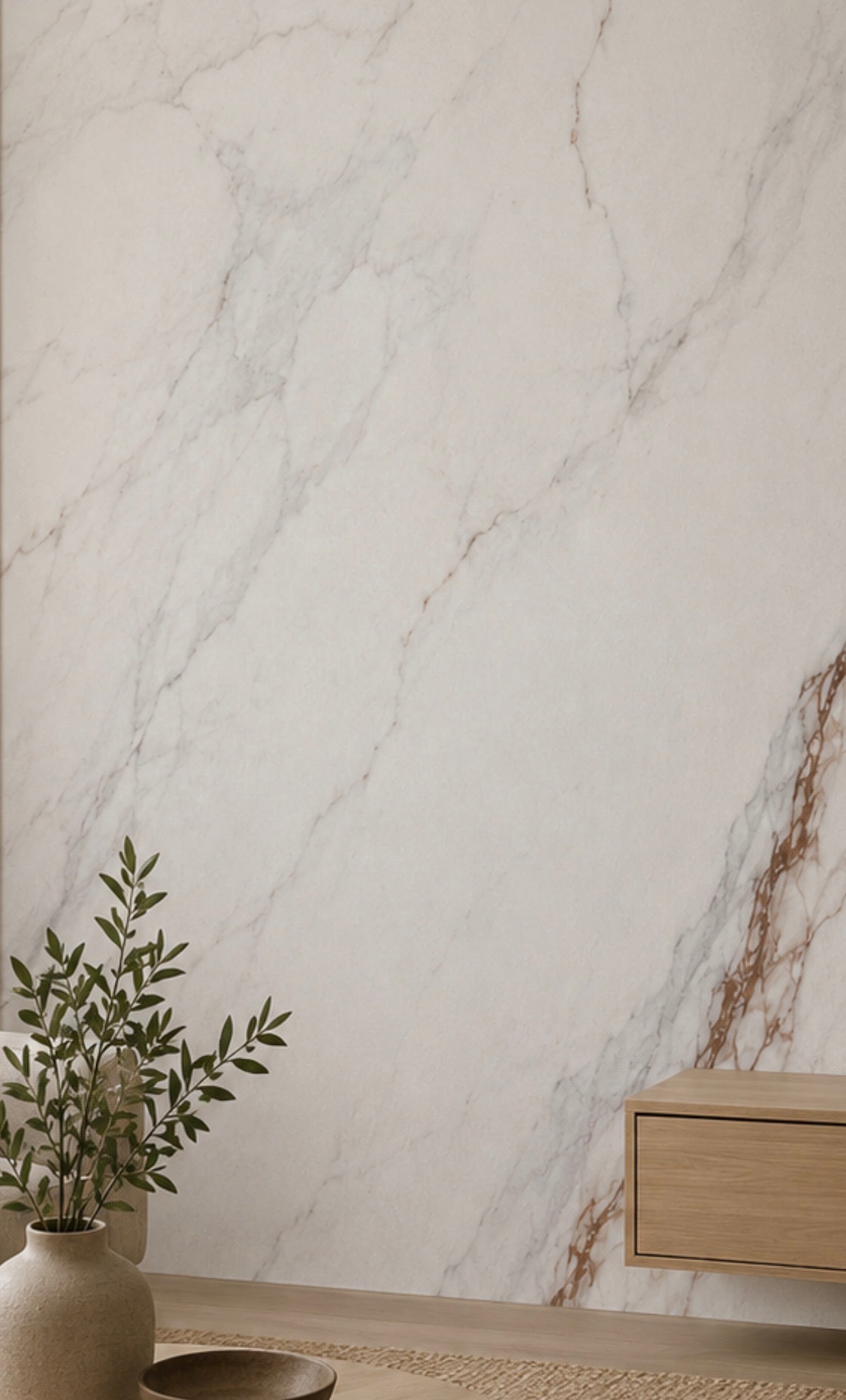 8FT White Grey Vein Marble SPC Wall Panel