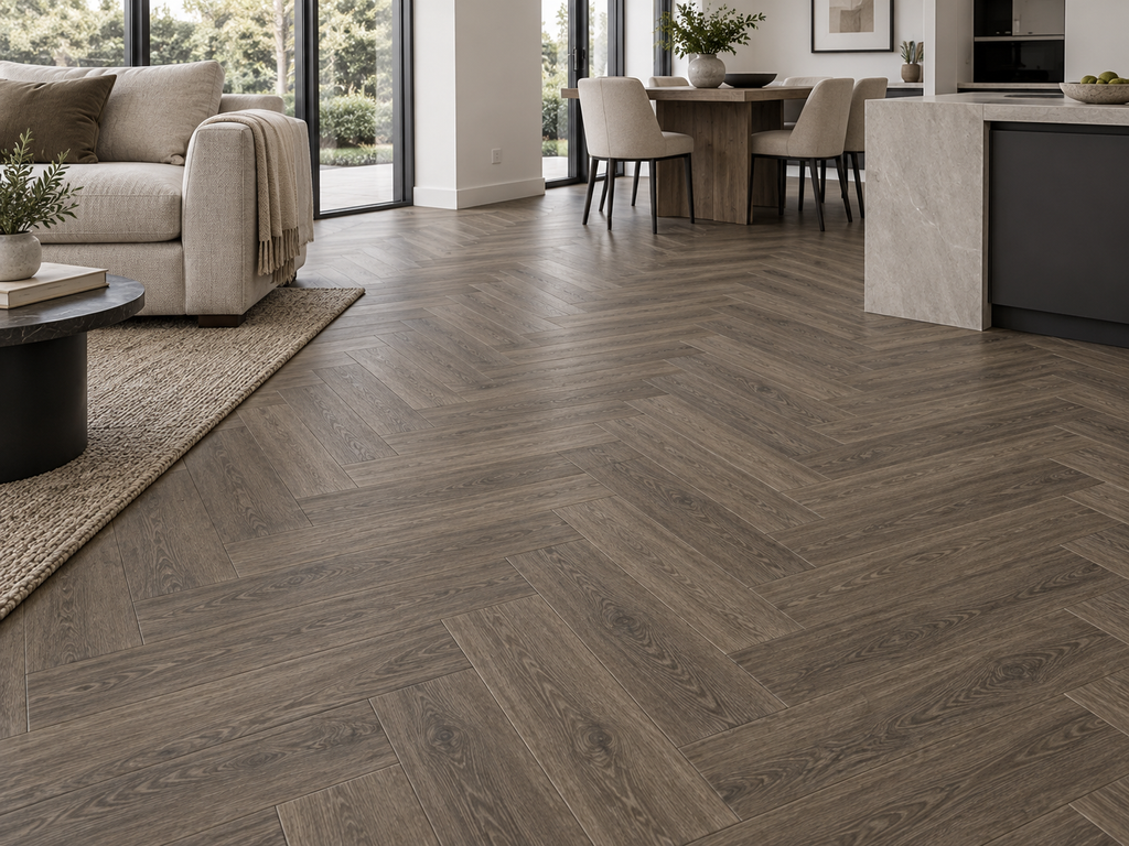 Smoked Oak Herringbone SPC Flooring AC-509-HB ROBUSTO