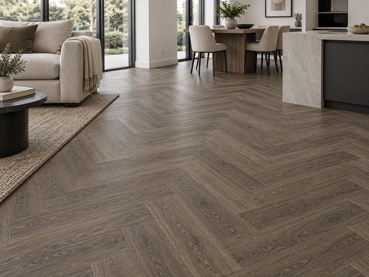 Smoked Oak Herringbone SPC Flooring AC-509-HB ROBUSTO