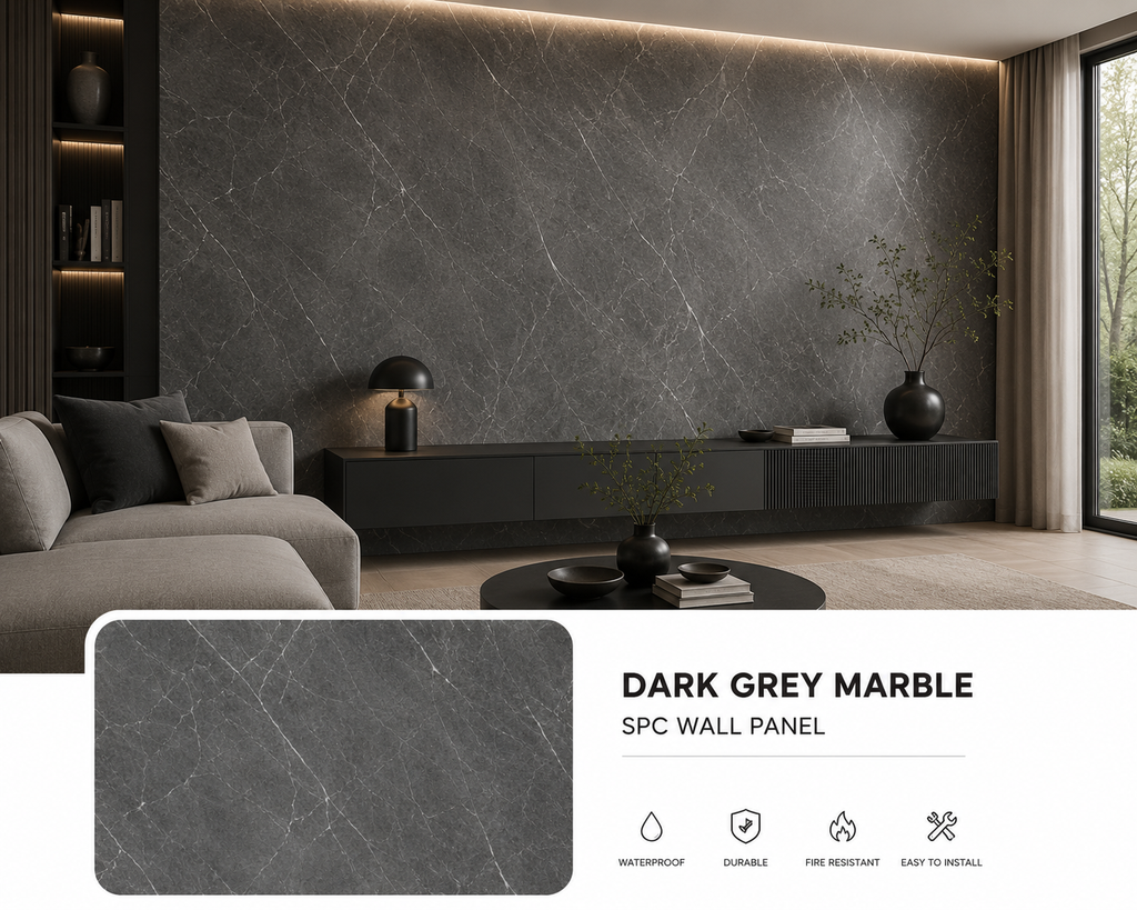 Dark Grey Marble SPC Wall Panel