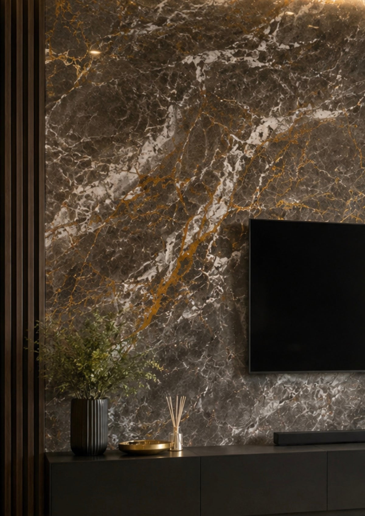 SPC Wall Panel Dark Gold Marble (280cm x 97cm)