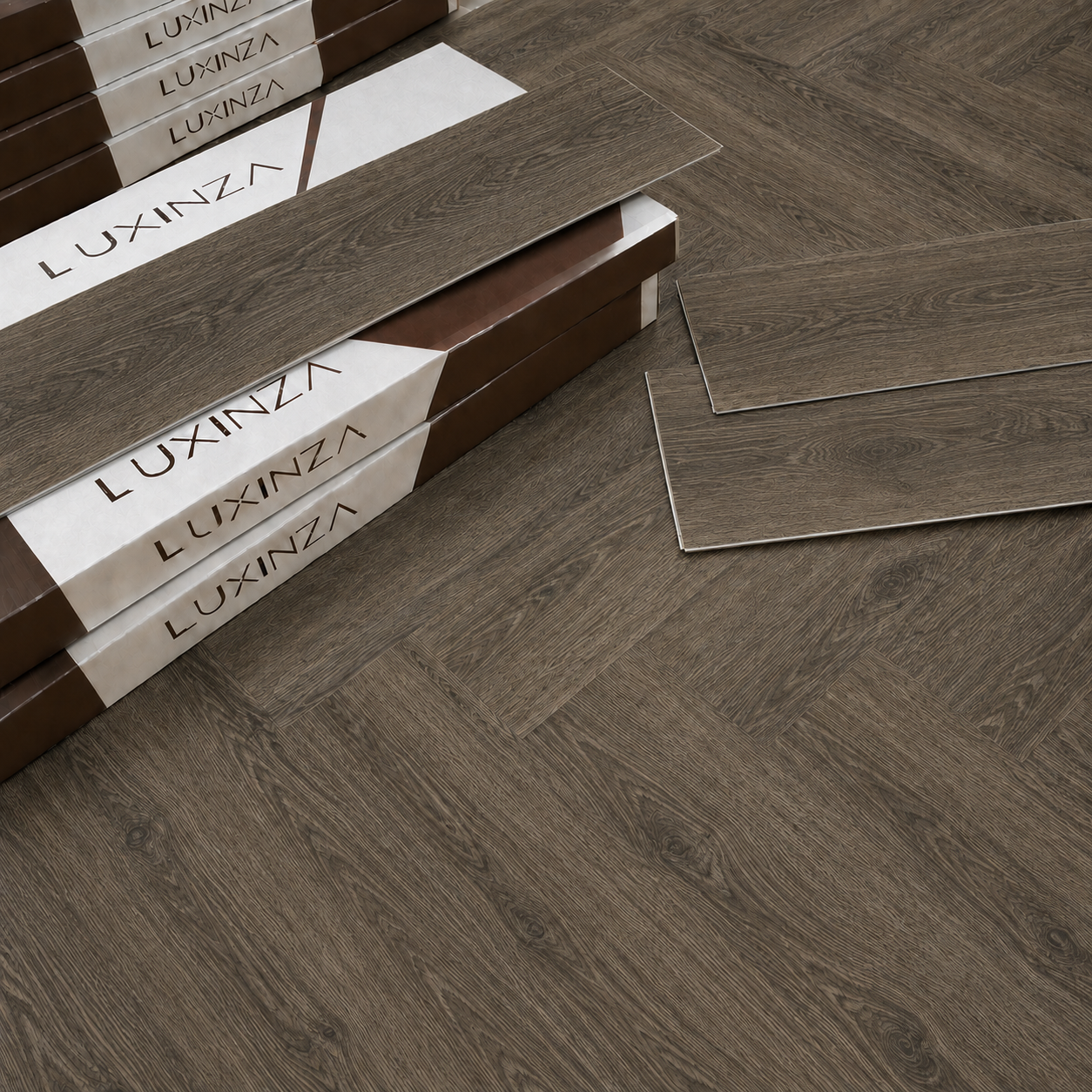 Smoked Oak Herringbone SPC Flooring AC-509-HB ROBUSTO
