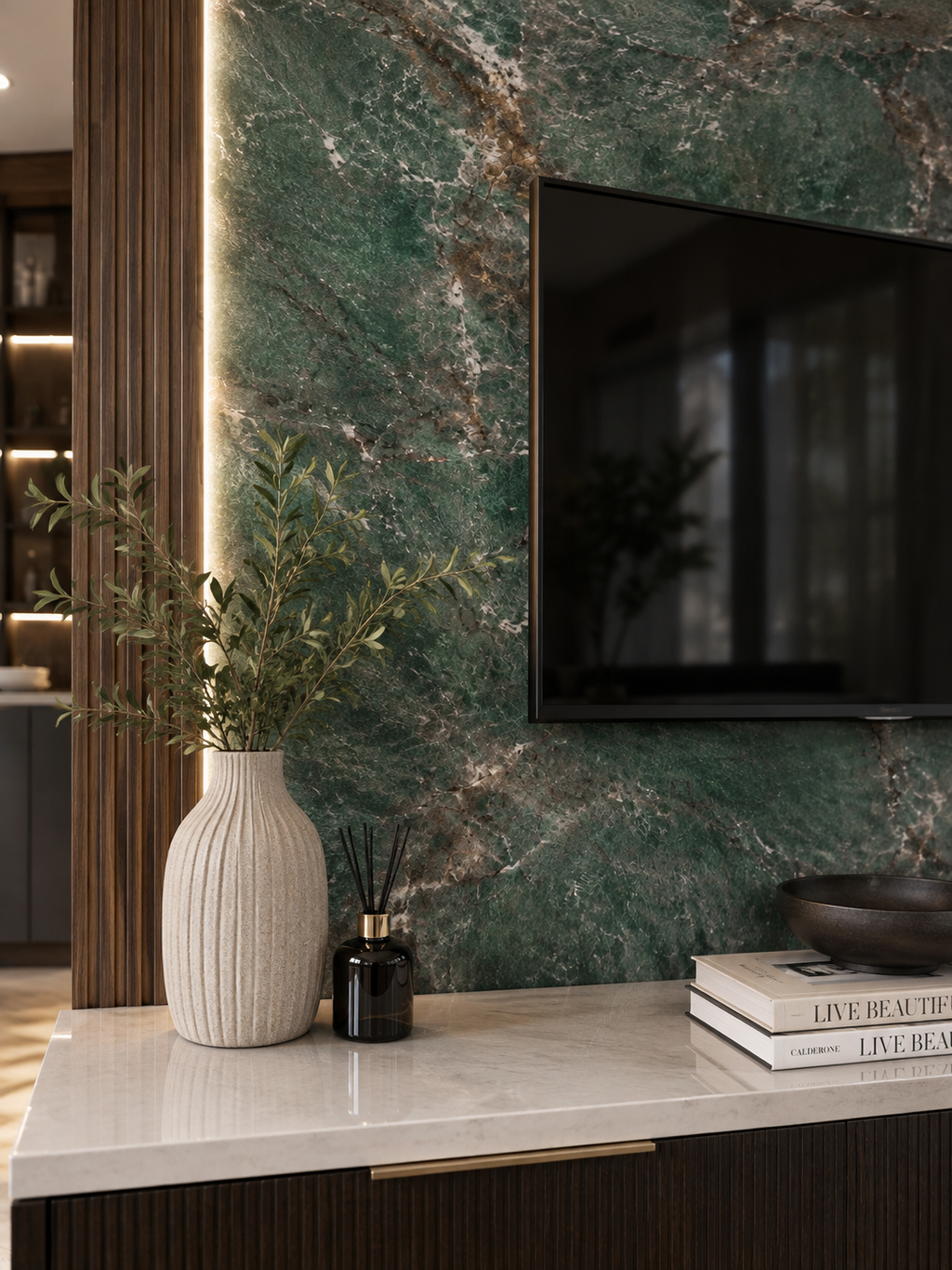 SPC Wall Panel Green Marble (280cm x 97cm)