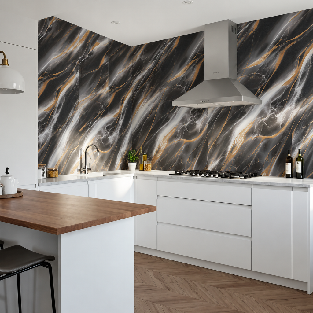 SPC Wall Panel Black Gold Marble (280cm x 97cm)
