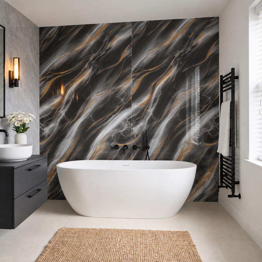 SPC Wall Panel Black Gold Marble (280cm x 97cm)
