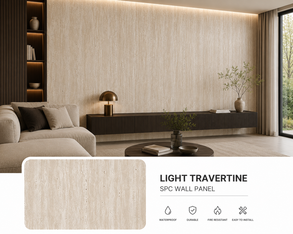 Light Travertine SPC Wall Panel