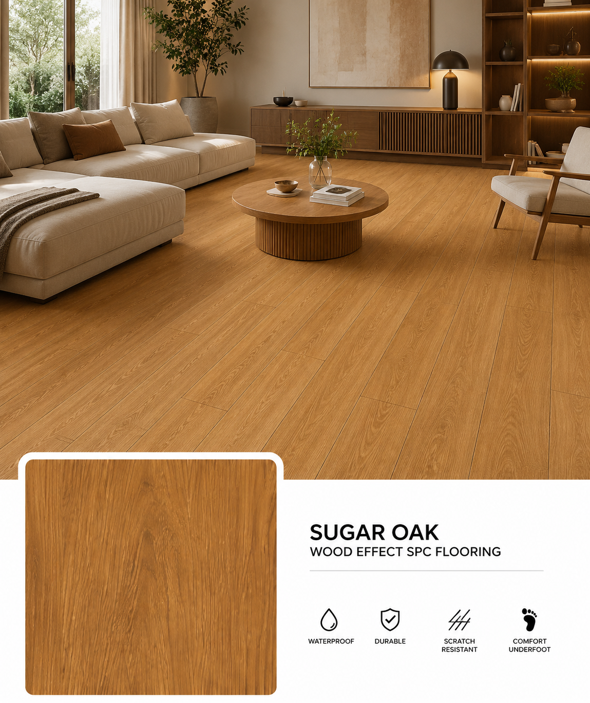 Sugar Oak Wood Effect SPC Flooring
