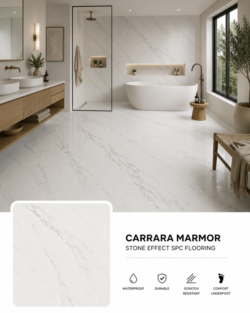 Carrara Marmor Stone SPC Flooring