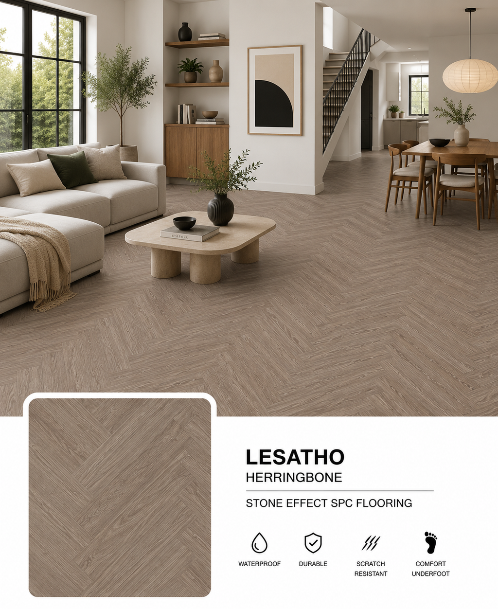 Lesatho Herringbone SPC Flooring
