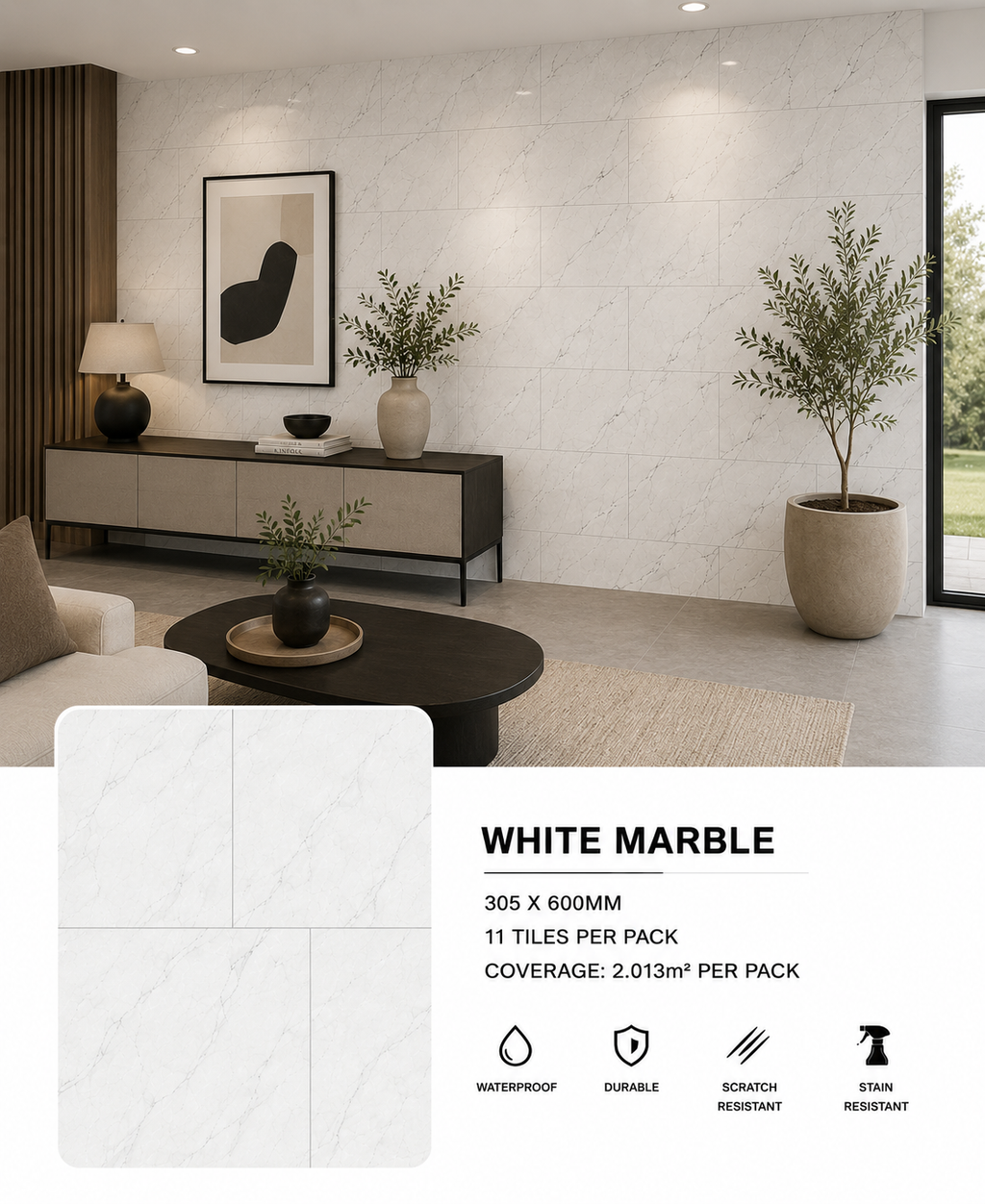 Wall Tiles 825 White Marble