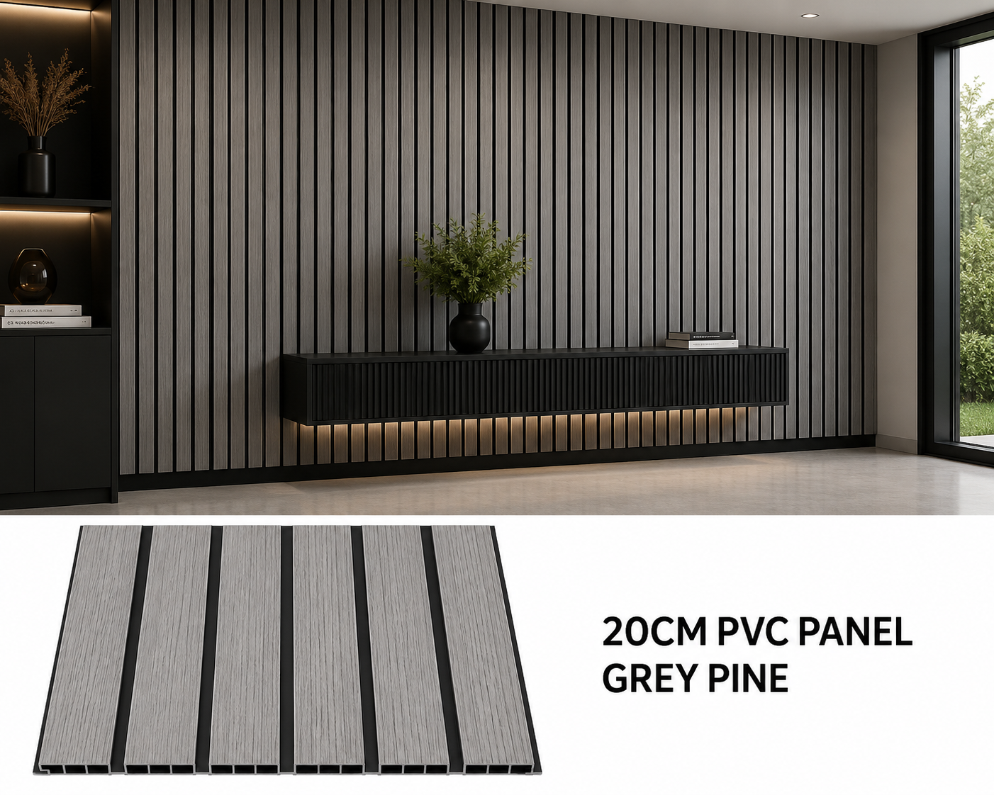 20cm PVC Panel Grey Pine (Gri Desenli)
