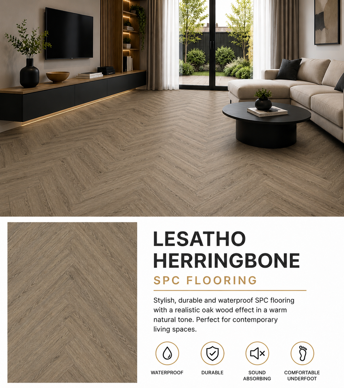 50m² Pallet Deal – Lesatho Herringbone SPC Flooring