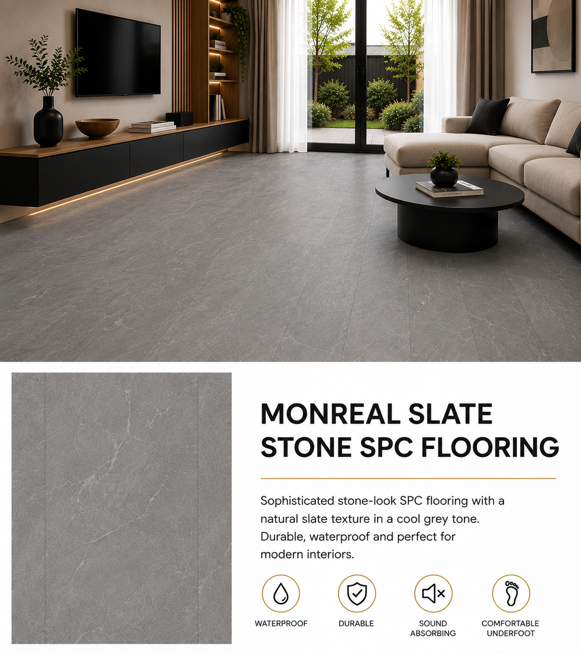 50m² Pallet Deal – Monreal Slate Stone SPC Flooring