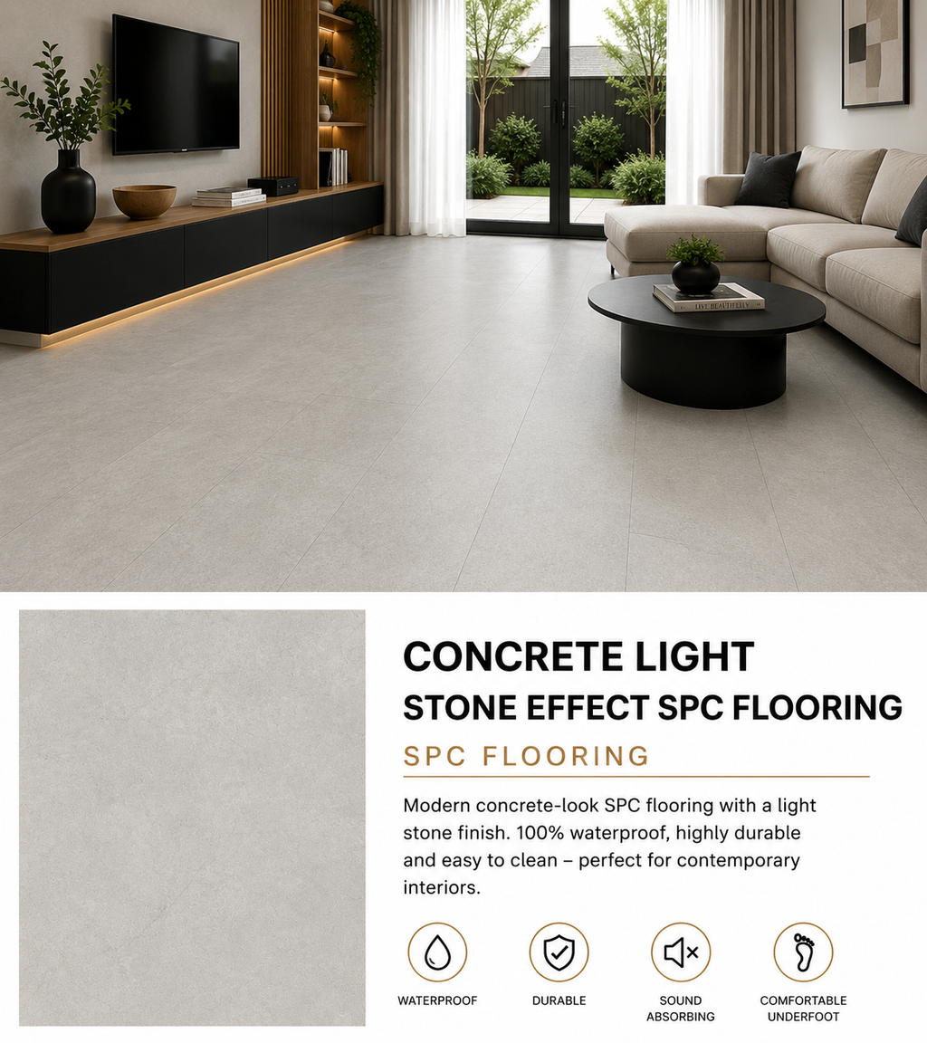 50m² Pallet Deal – Concrete Light Stone SPC Flooring
