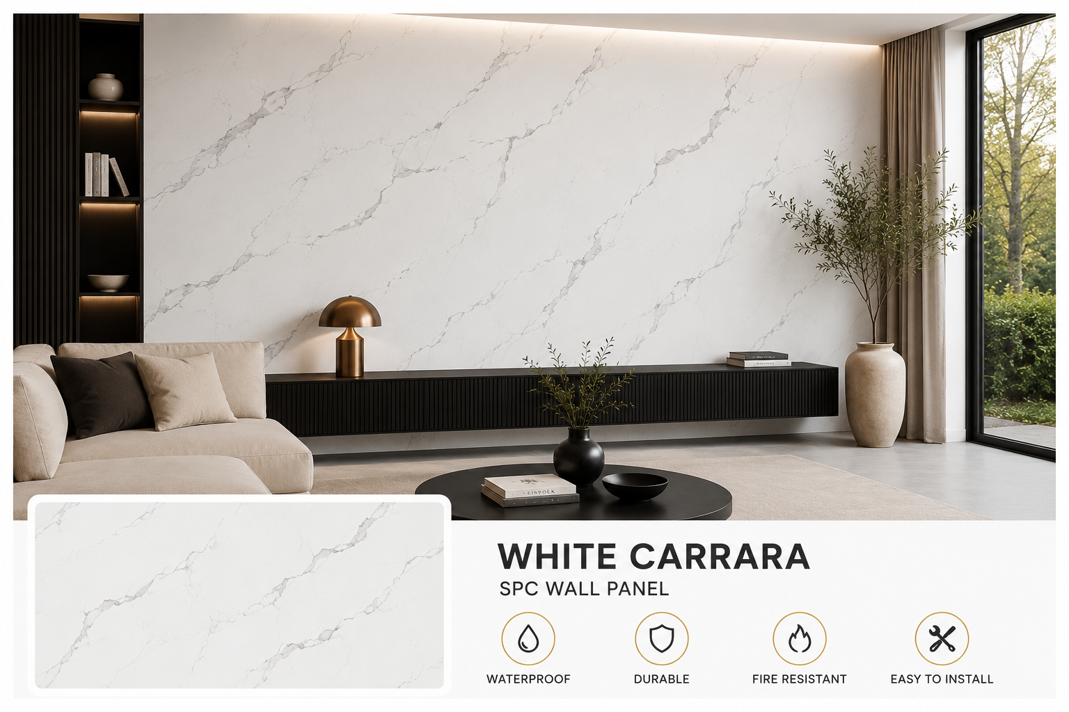 White Carrara SPC Wall Panel