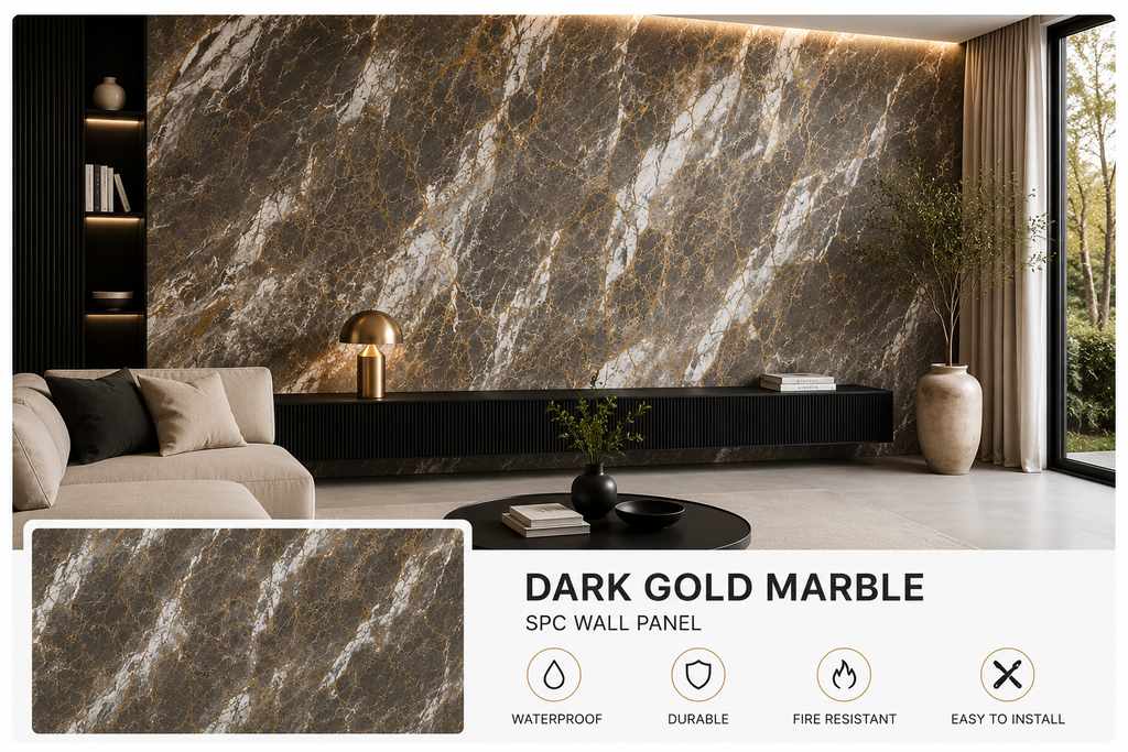 Dark Gold Marble SPC Wall Panel