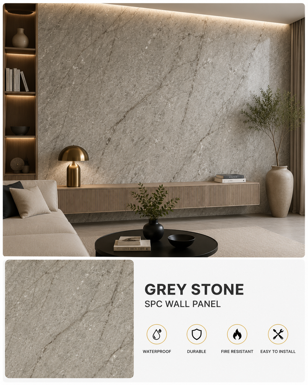 Grey Stone SPC Wall Panel