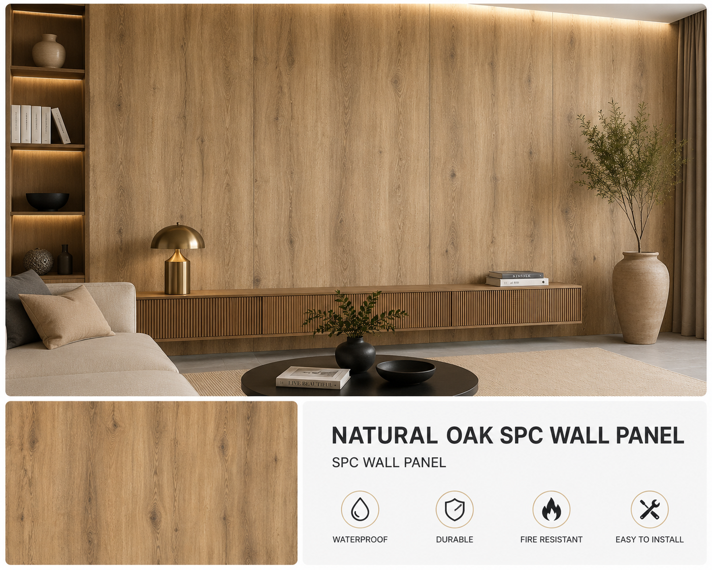 Natural Oak SPC Wall Panel
