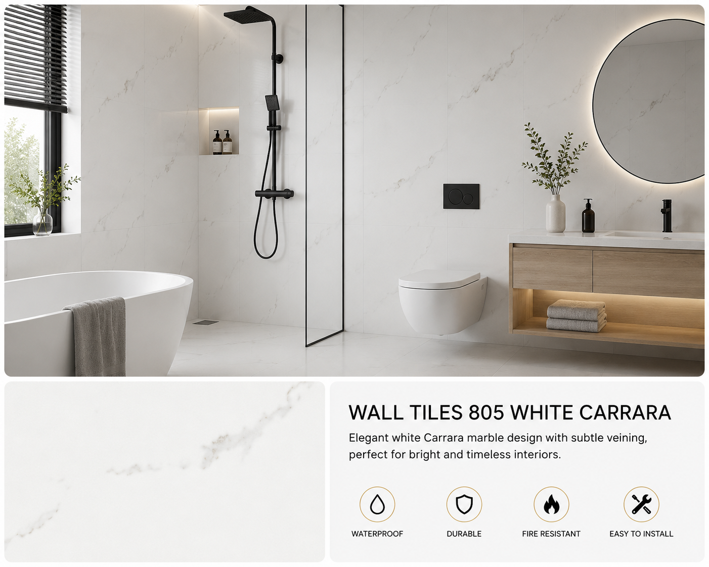 Wall Tiles 805 White Marble