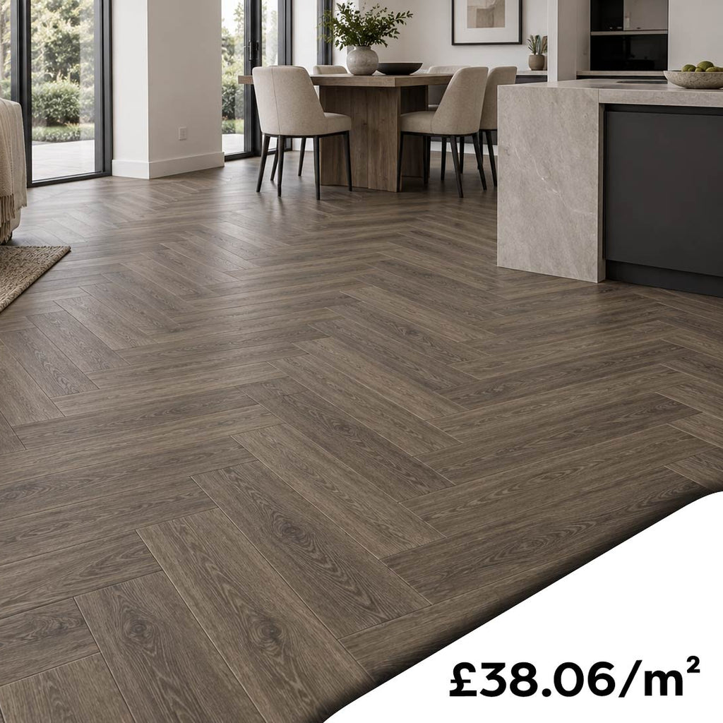 Smoked Oak Herringbone SPC Flooring AC-509-HB ROBUSTO